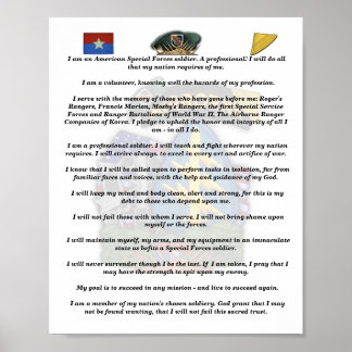 Poster 5e formation des forces spéciales Green Berets vie