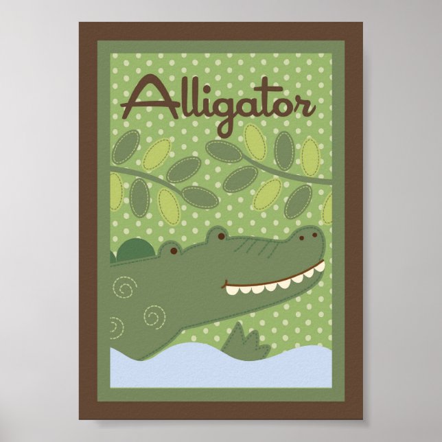 Poster 5x7 "Alligato" Jungle Safari bébé lit mur art (Devant)