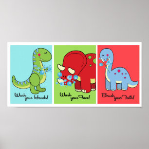 Poster 5x7 Dinosaur Dino World Bathroom