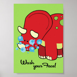Poster 5x7 Dinosaur World Laver votre visage Salle de bai