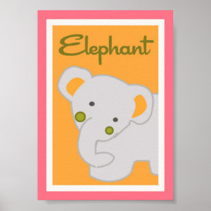 Poster 5x7 "Elephant" Jungle Safari Baby Lit Mur Art
