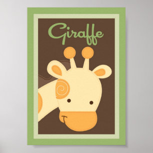 Poster 5x7 "Giraffe" Jungle Safari Baby Lit Mur Art