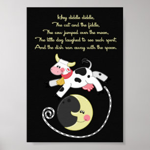 Poster 5x7 Hey Diddle Diddle Rhyme Kids Room Wall Art