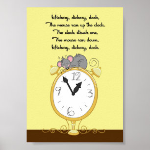 Poster 5x7 Hickory Dickory Dock Rhyme Kids Room Wall Art