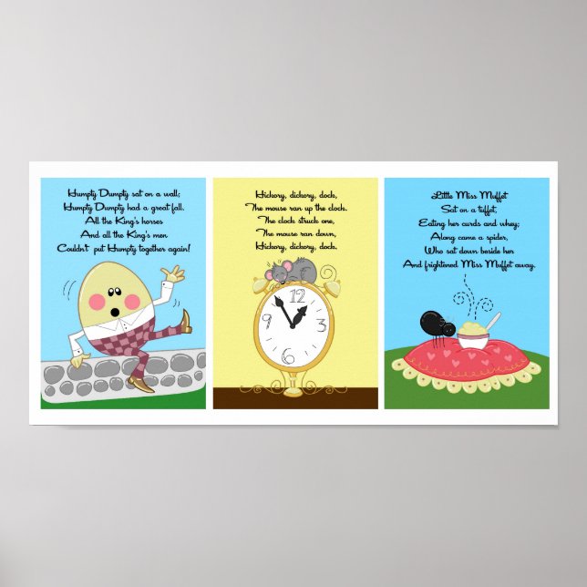 Poster 5x7 Humpty Hicky Miss Muffet Kids Room Wall Art (Devant)