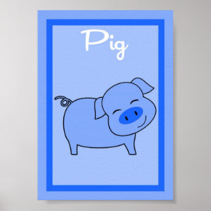 Poster 5X7 Pig Barn Yard Boys Wall Art