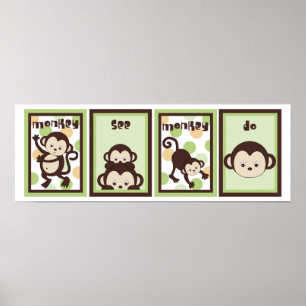 Poster 5x7 Pop Monkey Zoo Animal Bébé Literie Mur Art