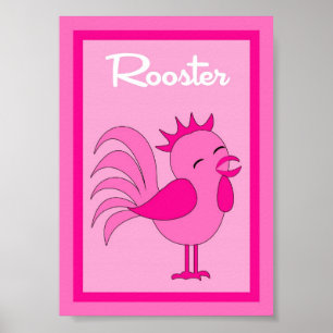 Poster 5X7 Rooster Barn Yard Girls Wall Art