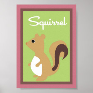 Poster 5X7 Squirre Wall Art Amour et nature Fille Woodlan