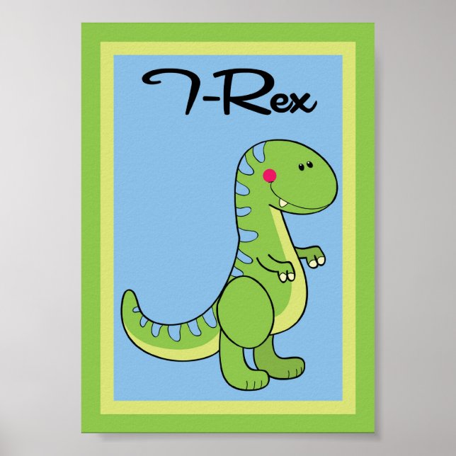 Poster 5X7 T-Rex Dinosaures Art Mur (Devant)