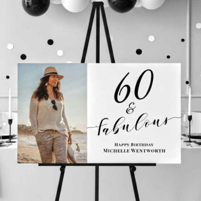Poster 60 and Fabulous Sixtieth Birthday Photo Script  (Créateur téléchargé)