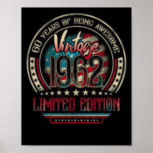Poster 60 ans fantastique 60e anniversaire Vintage 1962 U