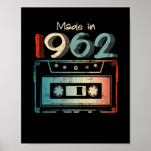 Poster 60 Birthday Gifts Year Old Made in 1962 Cassette