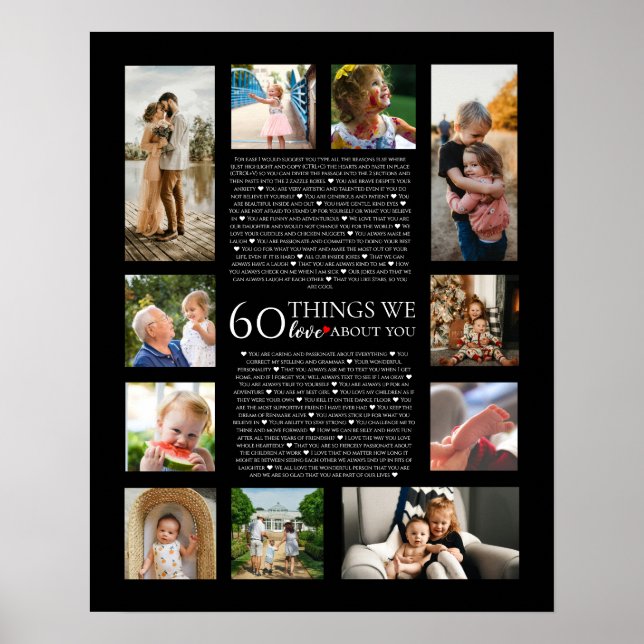 Poster 60 choses que nous aimons à propos de vous anniver (Devant)