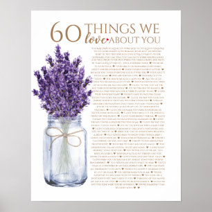 Poster 60 choses que nous aimons chez vous lavender grand