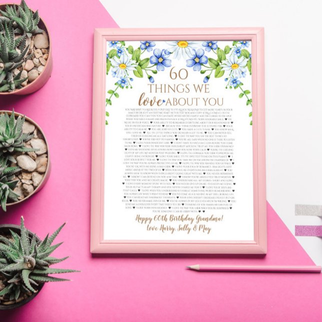 Poster 60 choses que nous aimons chez vous marguerite bla (Créateur téléchargé)