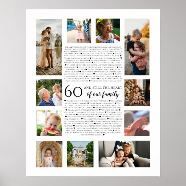 Poster 60 coeur de notre famille photo anniversaire 50e p (Devant)
