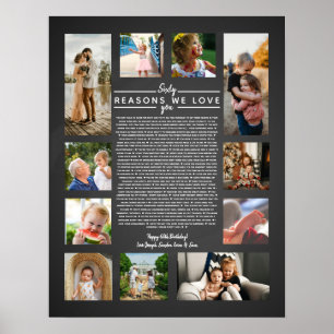 Poster 60 raisons pour lesquelles nous t'aimons cadeau d'