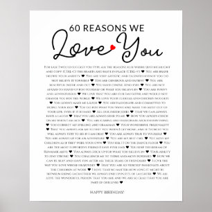 Poster 60 raisons pour lesquelles nous vous aimons 80e 60