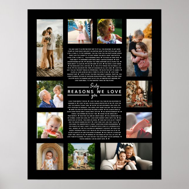 Poster 60 raisons pour lesquelles nous vous aimons cadeau (Devant)
