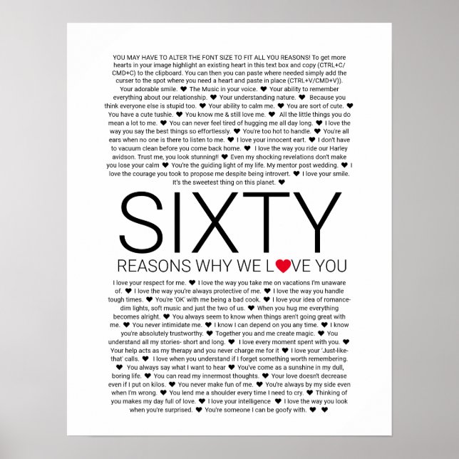 Poster 60 raisons pour lesquelles nous vous aimons vow ma (Devant)