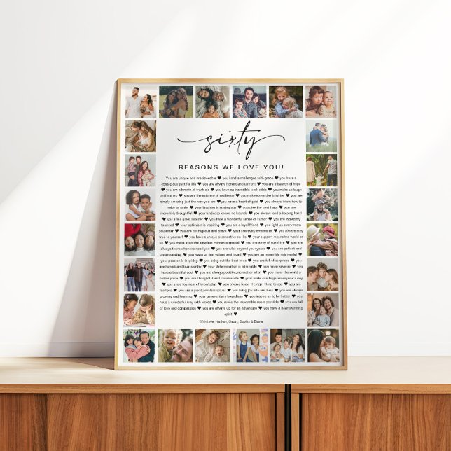 Poster 60 Reasons We Love You Photo Collage Keepsake Gift (Créateur téléchargé)