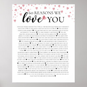 Poster 60 reasons why we love you 80th 60th birthday 40th
