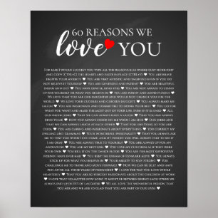 Poster 60 reasons why we love you 80th 60th birthday 40th