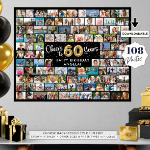 Poster 60e Anniversaire 108 Photos Noir Or Félicitations 