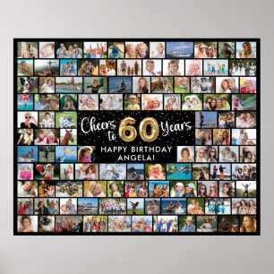 Poster 60e Anniversaire 108 Photos Noir Or Félicitations 