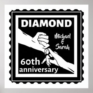 Poster 60e anniversaire du mariage diamant traditionnel