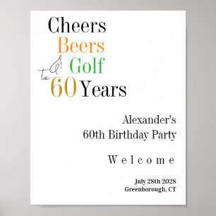 Poster 60e anniversaire Golf Cheers Bières Accueil minima