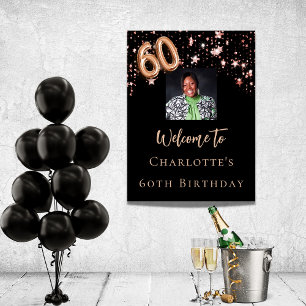 Poster 60e anniversaire noir rose or photo star accueil