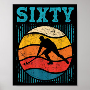Poster 60e anniversaire rétro hockey sur gazon homme de 6