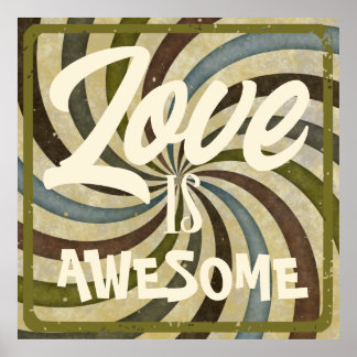 Poster 60s vintage les années 70 amour tourbillon amour r