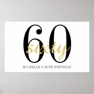 Poster 60th Birthday Party Black Gold Chic Backdrop 