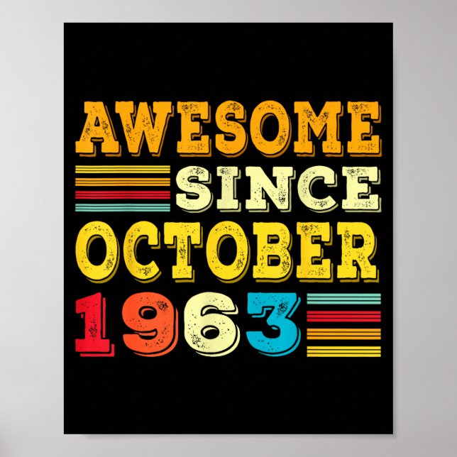 Poster 62 Years Old Awesome Since October 1963 62nd Birth (Devant)