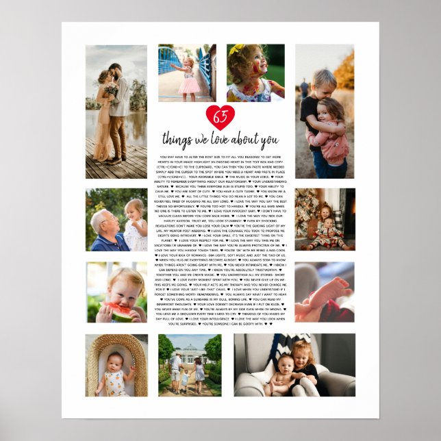 Poster 65 choses que nous aimons de vous, montage photo d (Devant)