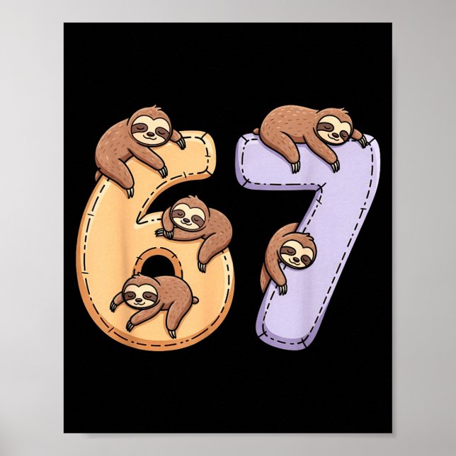 Poster 67 Animaux Drôle 67 Brainrot Jeunesse Enfants Pare (Devant)