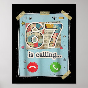 Poster 67 Appelle Drôle Gen Z Argot Mème Écran de Télépho