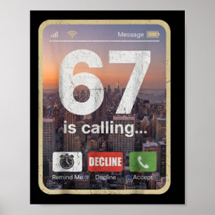 Poster 67 Appelle Drôle Mème de l'écran du téléphone Slan