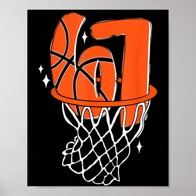 Poster 67 Basketball Six Seven 6 7 Meme Funny 67 Basketba (Devant)