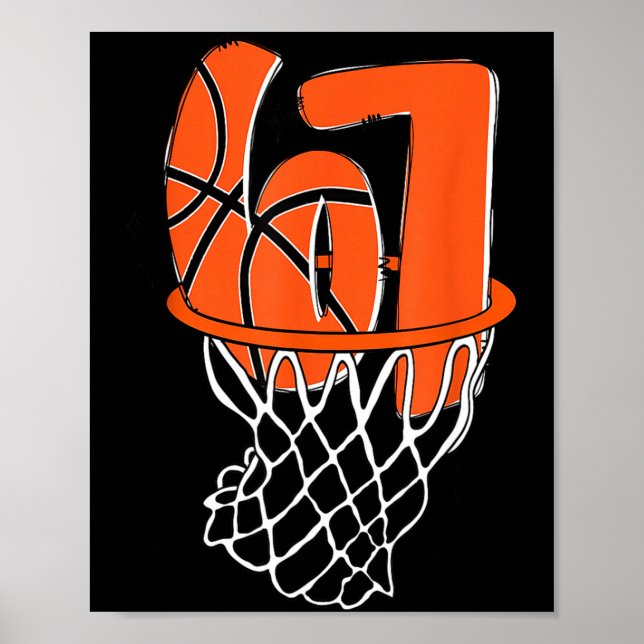 Poster 67 Basketball Six Seven 6 7 Meme Funny 67 Basketba (Devant)