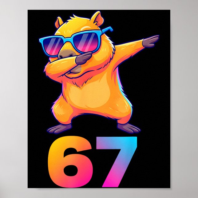 Poster 67 Capybara Six Seven Meme Animal Cool Capybara Da (Devant)