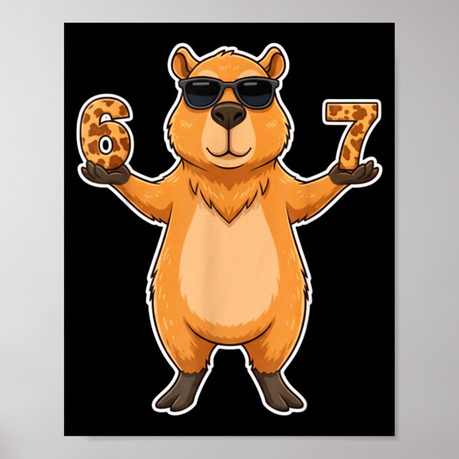 Poster 67 Capybara Sungles Gen Alpha Slang Funny Six Seve (Devant)