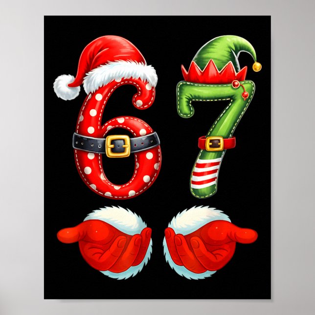Poster 67 Christmas 6 7 Meme Pajamas Holiday Gen Alpha Sl (Devant)