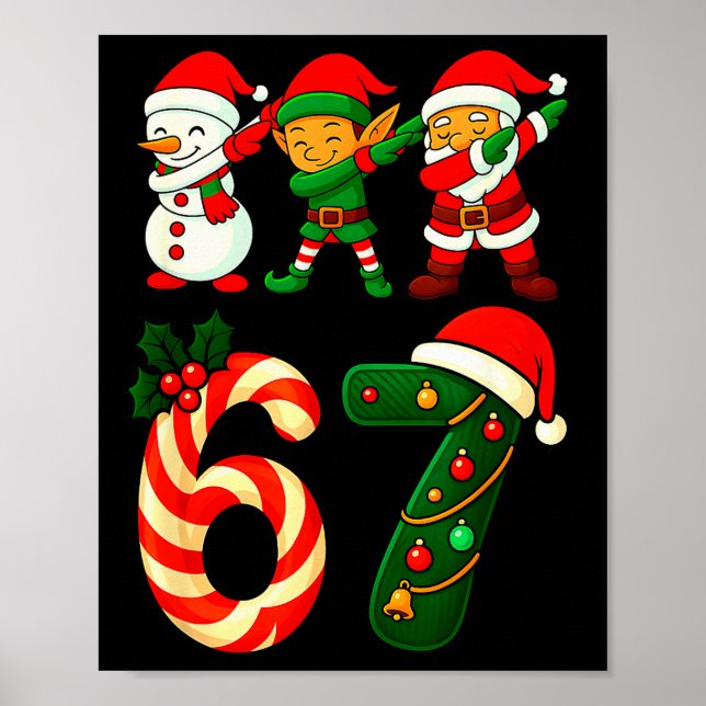 Poster 67 Christmas Dabbing Santa Elf Snowman Funny Six S (Devant)
