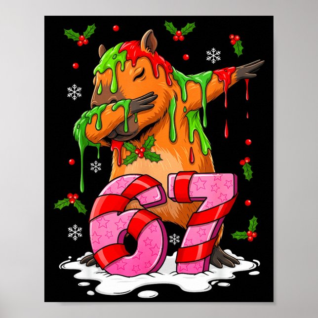Poster 67 Christmas Funny 67 Brainrot Youth Kids Capybara (Devant)