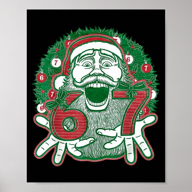 Poster 67 Christmas Funny Six Seven Meme Brainrot Santa C (Devant)