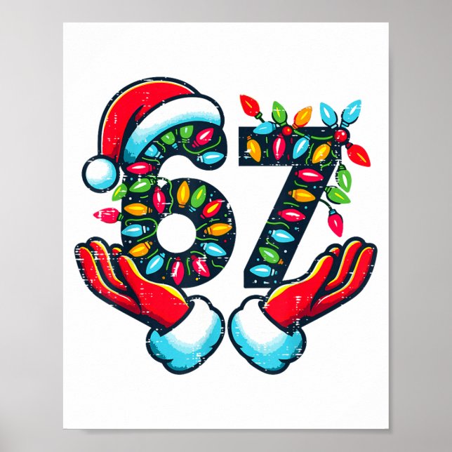 Poster 67 Christmas Lights Funny Christmas 6 7 Meme Xmas  (Devant)